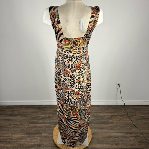 💕 Multicolor Fresh of LA Animal Print Maxi Dress L - Picture 2 of 4
